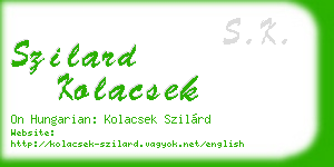 szilard kolacsek business card