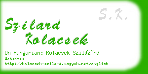 szilard kolacsek business card
